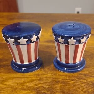 Patriotic Ceramic Star-Spangled Salt and Pepper Shakers